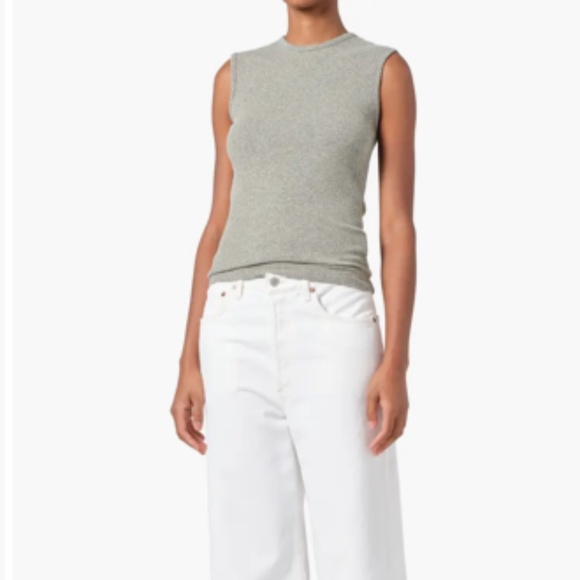 NWT AGOLDE Binx Rib Tank in Celery Size Small - Picture 2 of 5